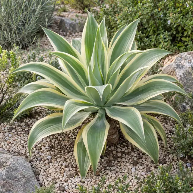 Variegated Foxtail Agave Â· Ray of Light â€” AI reference illustration; actual stock varies