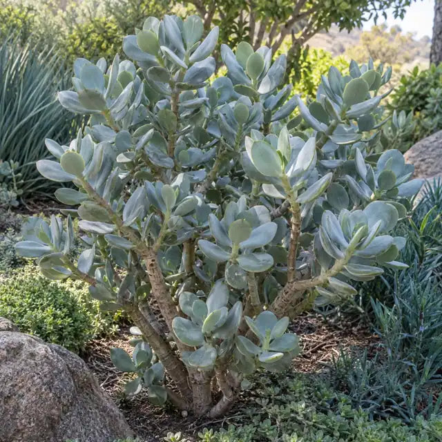 Jade Plant Hybrid Â· Blue Bird â€” AI reference illustration; actual stock varies