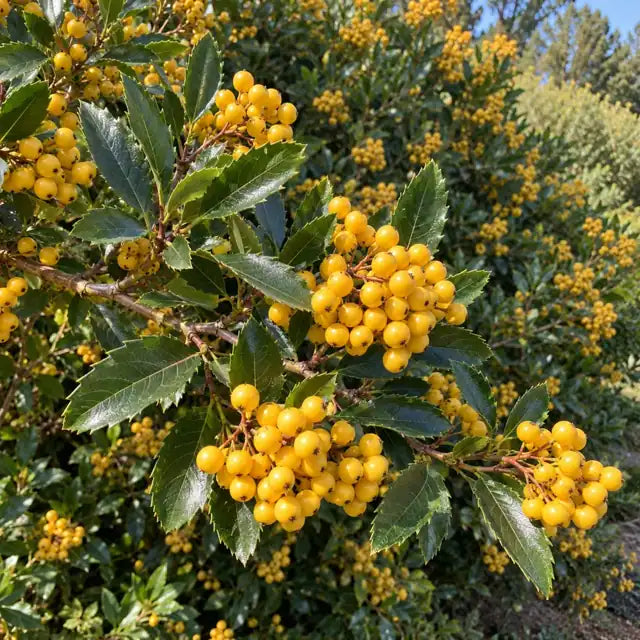 YellowÂ Berry Toyon Â· Davis Gold â€” AI reference illustration; actual stock varies