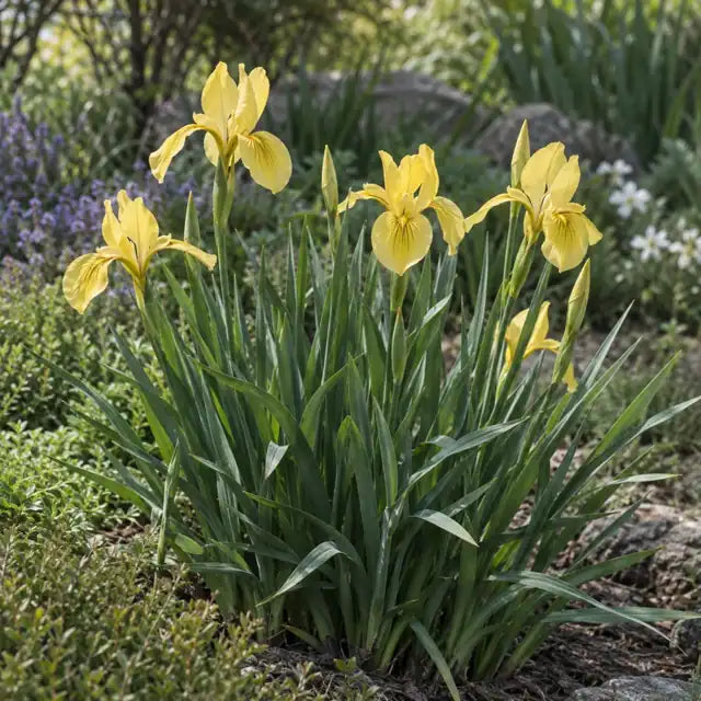 Pacific Coast Hybrid Iris Â· Yellow â€” AI reference illustration; actual stock varies