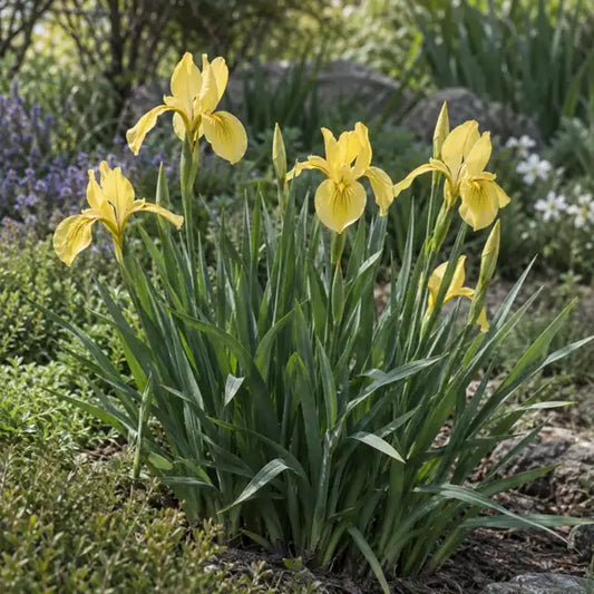 Pacific Coast Hybrid Iris Â· Yellow â€” AI reference illustration; actual stock varies